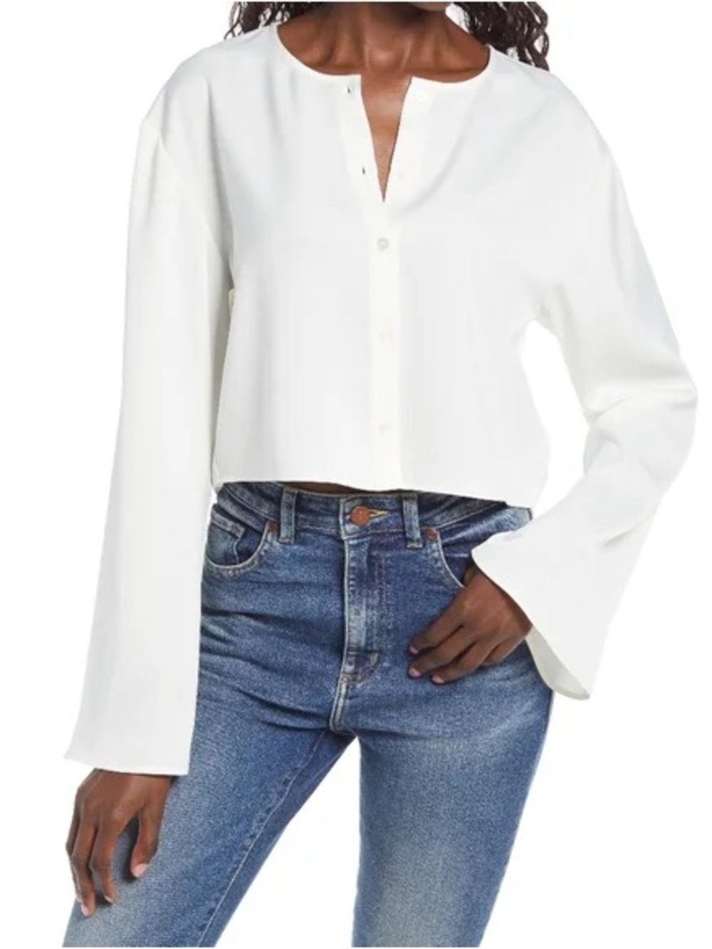 WAYF White Cropped Button Down